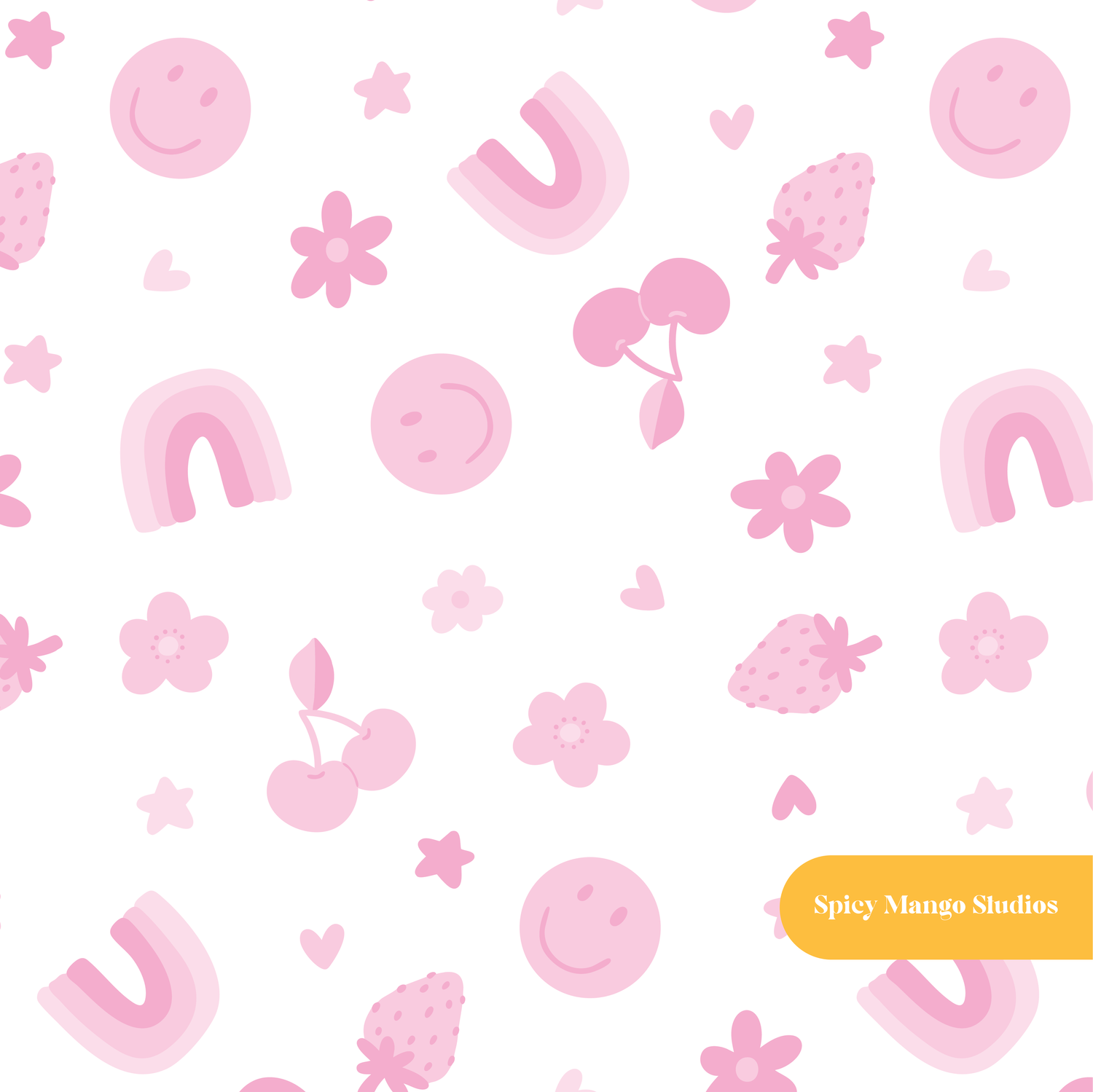 White and Pink Bodhi Seamless Pattern