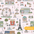 Pink Bonjour Paris Seamless Pattern – French Theme & Boutique Digital Download