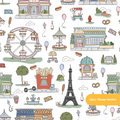 White Bonjour Paris Seamless Pattern – French Theme & Boutique Digital Download