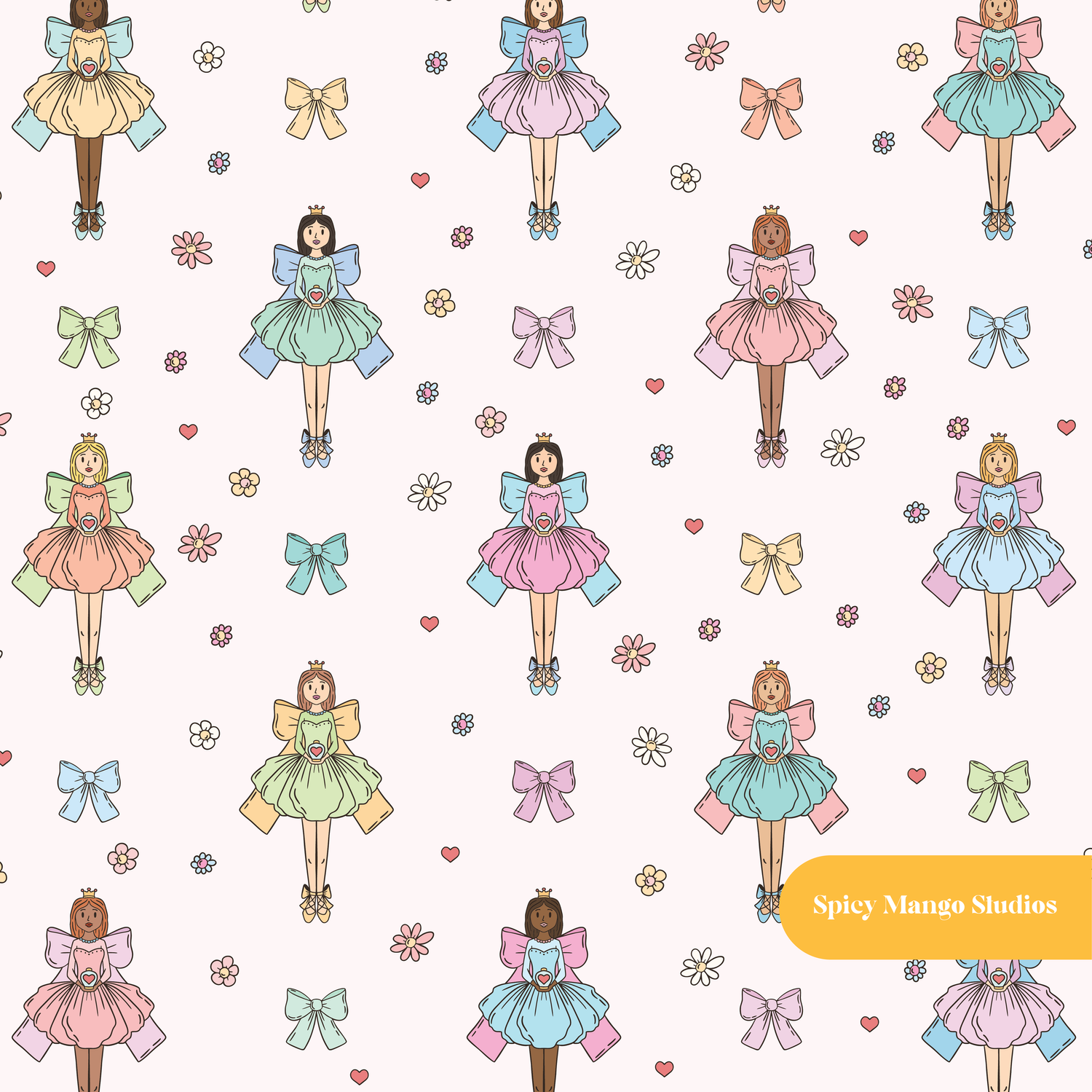 Light Pink Ballerina Bow Seamless Pattern