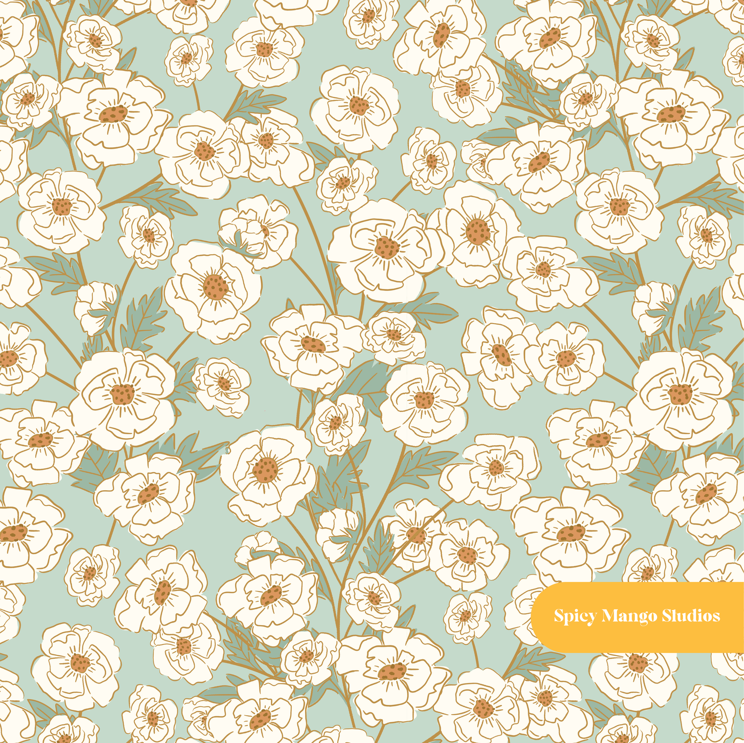 Sage Belle Floral Seamless Pattern