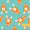 Aqua Bunny Carrot Seamless Pattern