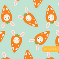 Mint Bunny Carrot Seamless Pattern