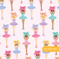 Ballerina Pink Watercolor Ballerina Bow Seamless Pattern