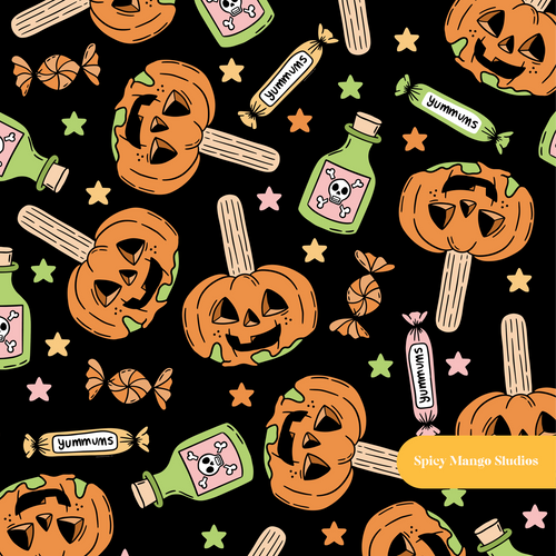 Black Candy Apple Jack Seamless Pattern – Digital Download