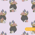 Lavender Cauldron Floral Seamless Pattern