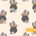 Neutral Cauldron Floral Seamless Pattern