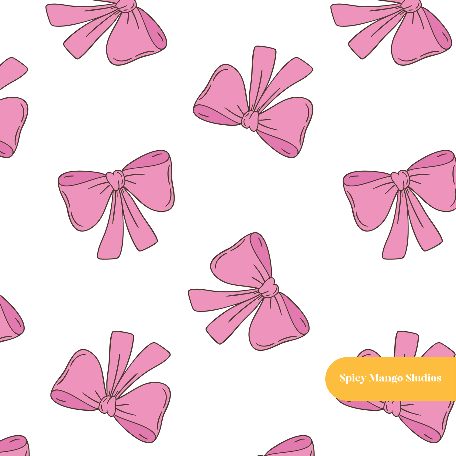 White and Dark Pink Cute Bows Seamless Pattern