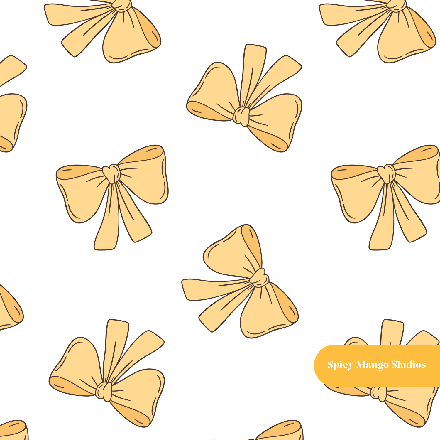 White and Yellow Cute Bows Seamless Pattern