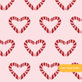 Pink and Red Candy Cane Hearts Seamless Pattern