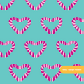 Teal and Pink Candy Cane Hearts Seamless Pattern