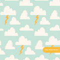 Mint Cute Clouds Seamless Pattern