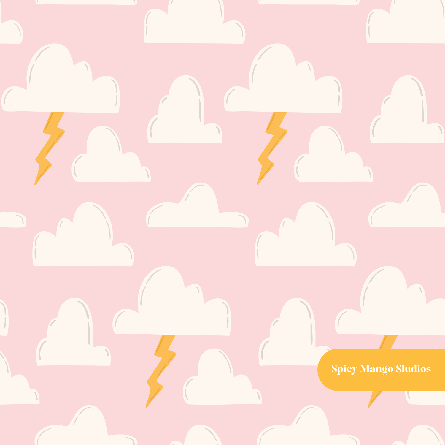 Pink Cute Clouds Seamless Pattern