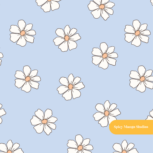 Blue Cute Daisies Seamless Pattern – Digital Download