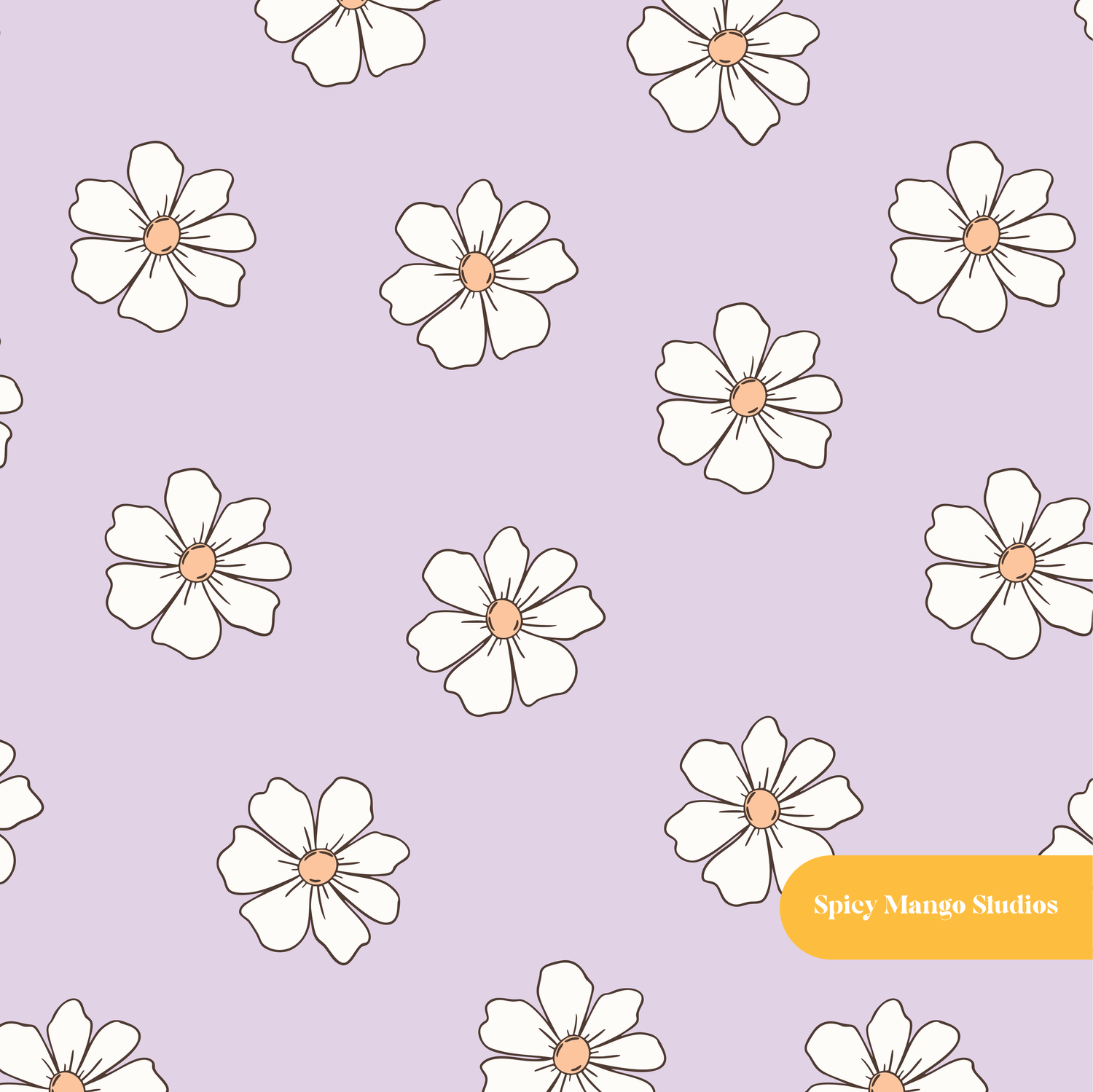 Purple Cute Daisies Seamless Pattern – Digital Download