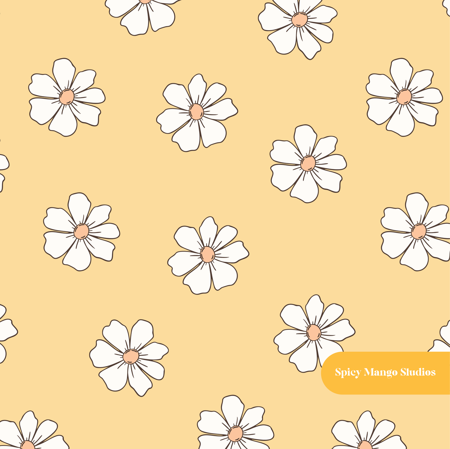 Yellow Cute Daisies Seamless Pattern – Digital Download