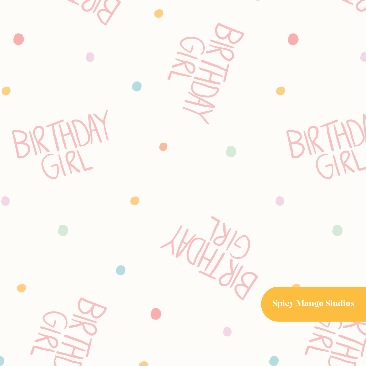 Neutral Confetti Birthday Girl Seamless Pattern