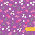 Purple Cherry Floral Seamless Pattern