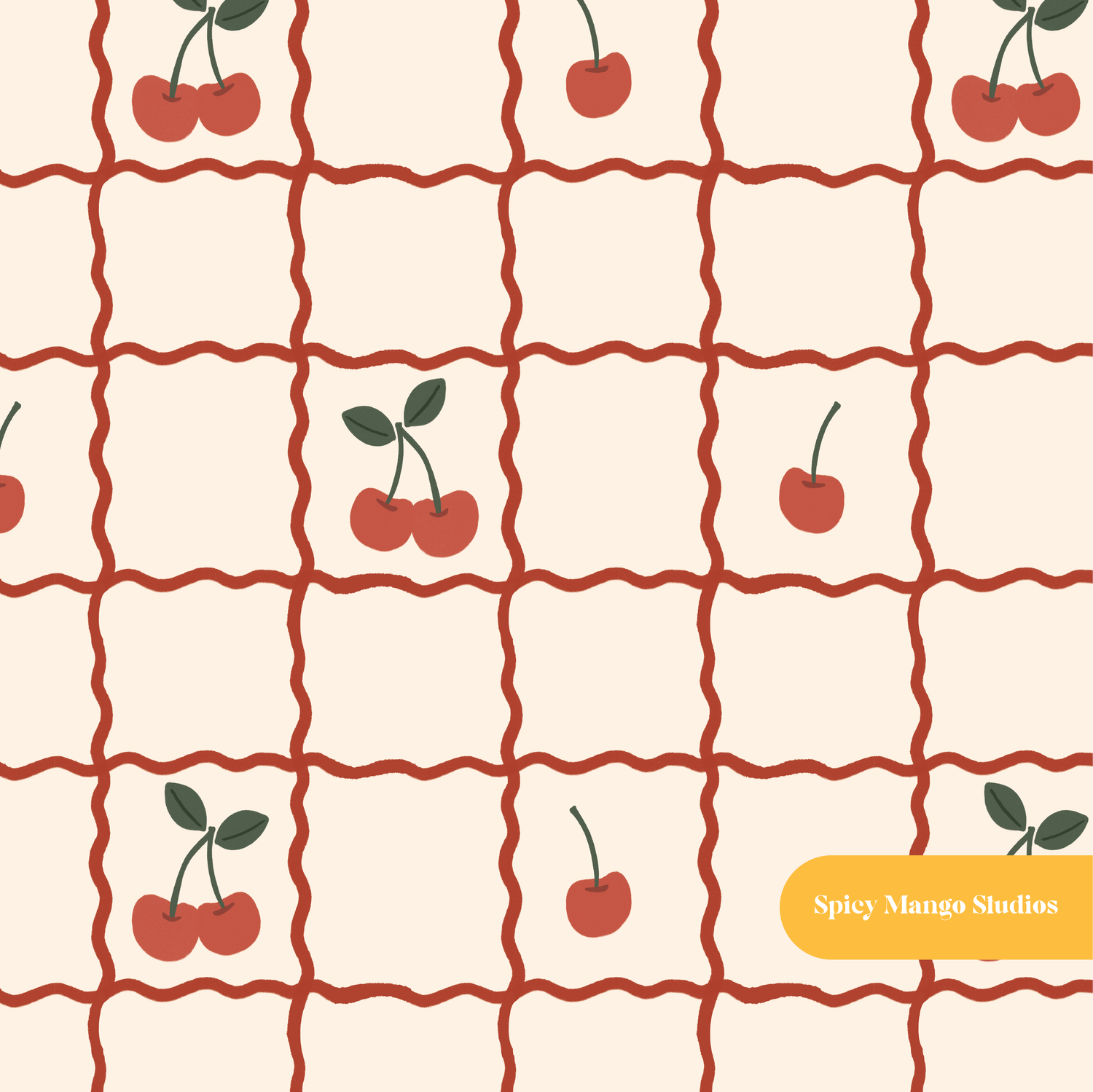 Neutral Cherry Plaid Seamless Pattern