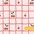 Pink Cherry Plaid Seamless Pattern