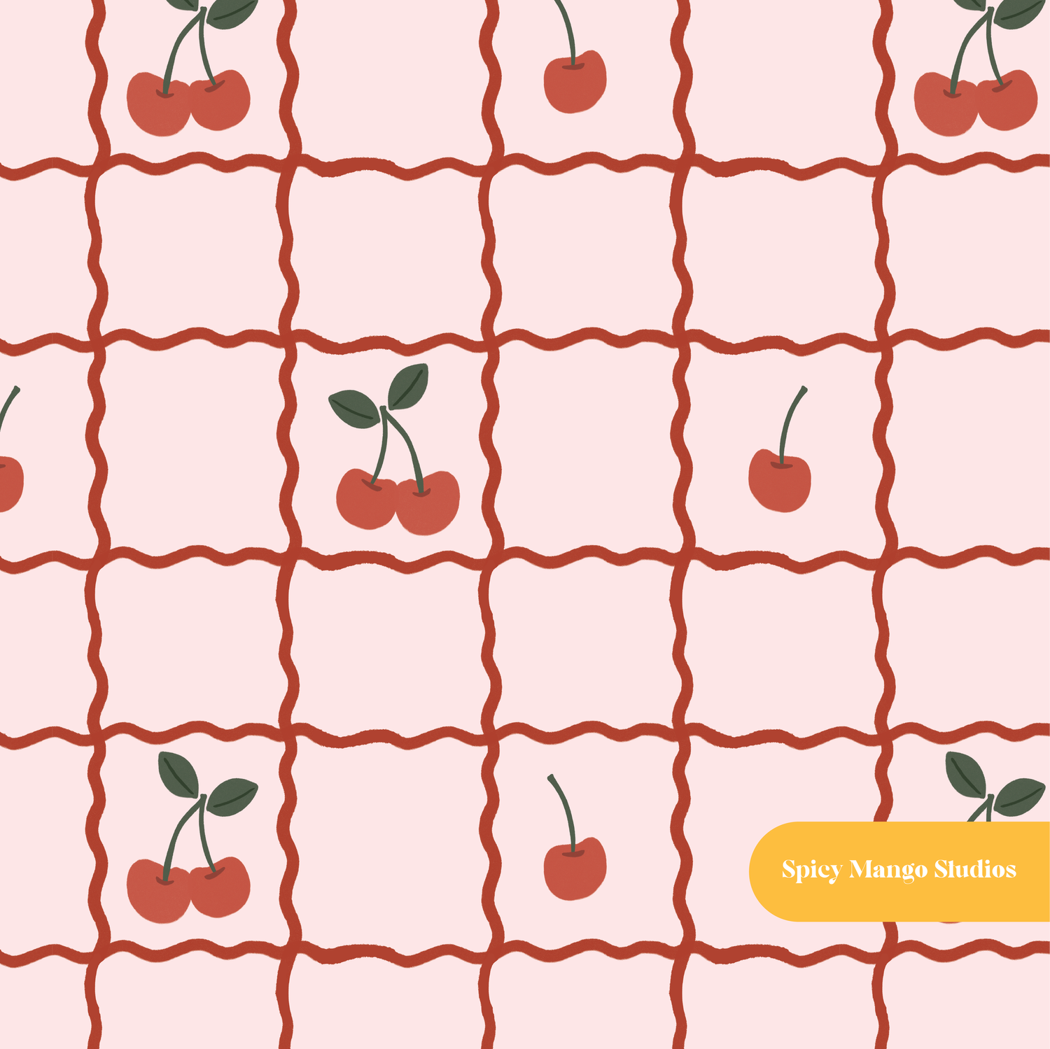 Pink Cherry Plaid Seamless Pattern