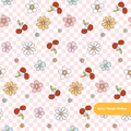 Pink Checker Cherry Floral Seamless Pattern