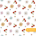 White Cherry Floral Seamless Pattern