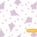 Pink and Teal Christmas Tree Floral Seamless Pattern