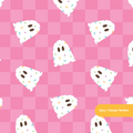 Pink Checker Confetti Ghosts Seamless Pattern