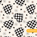 Neutral Checkered Hearts Seamless Pattern