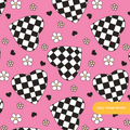 Pink Checkered Hearts Seamless Pattern