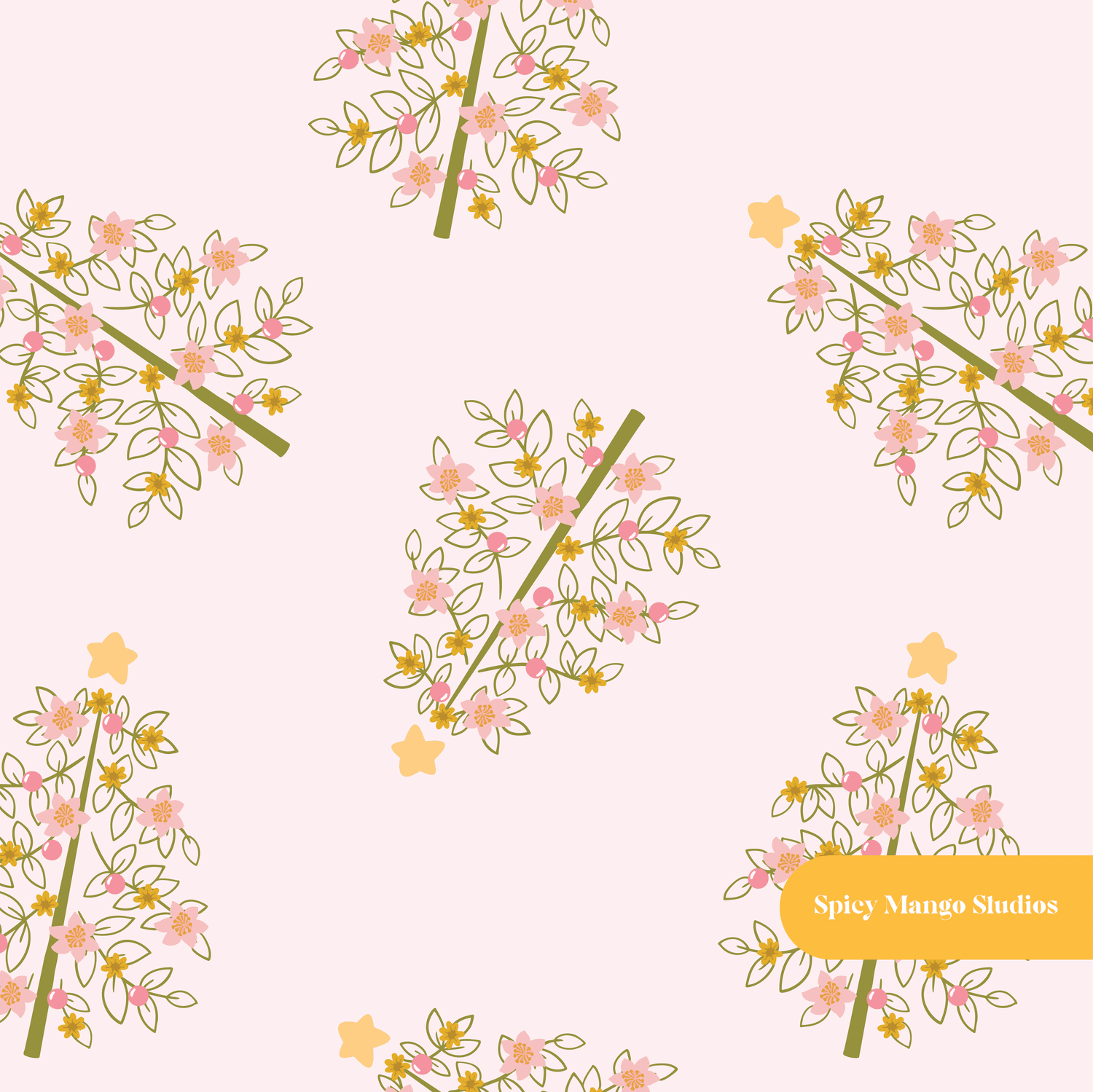 Pink Whimsy Christmas Seamless Pattern