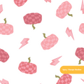 Pink and White Checkered Pumpkin Seamless Pattern