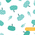 Teal and White Checkered Pumpkin Seamless Pattern