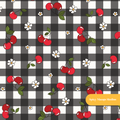 Black Gingham Cherry Cherry Seamless Pattern