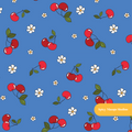 Blue Cherry Cherry Seamless Pattern