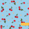 Light Blue Cherry Cherry Seamless Pattern