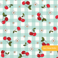 Mint Gingham Cherry Cherry Seamless Pattern