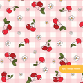 Pink Gingham Cherry Cherry Seamless Pattern