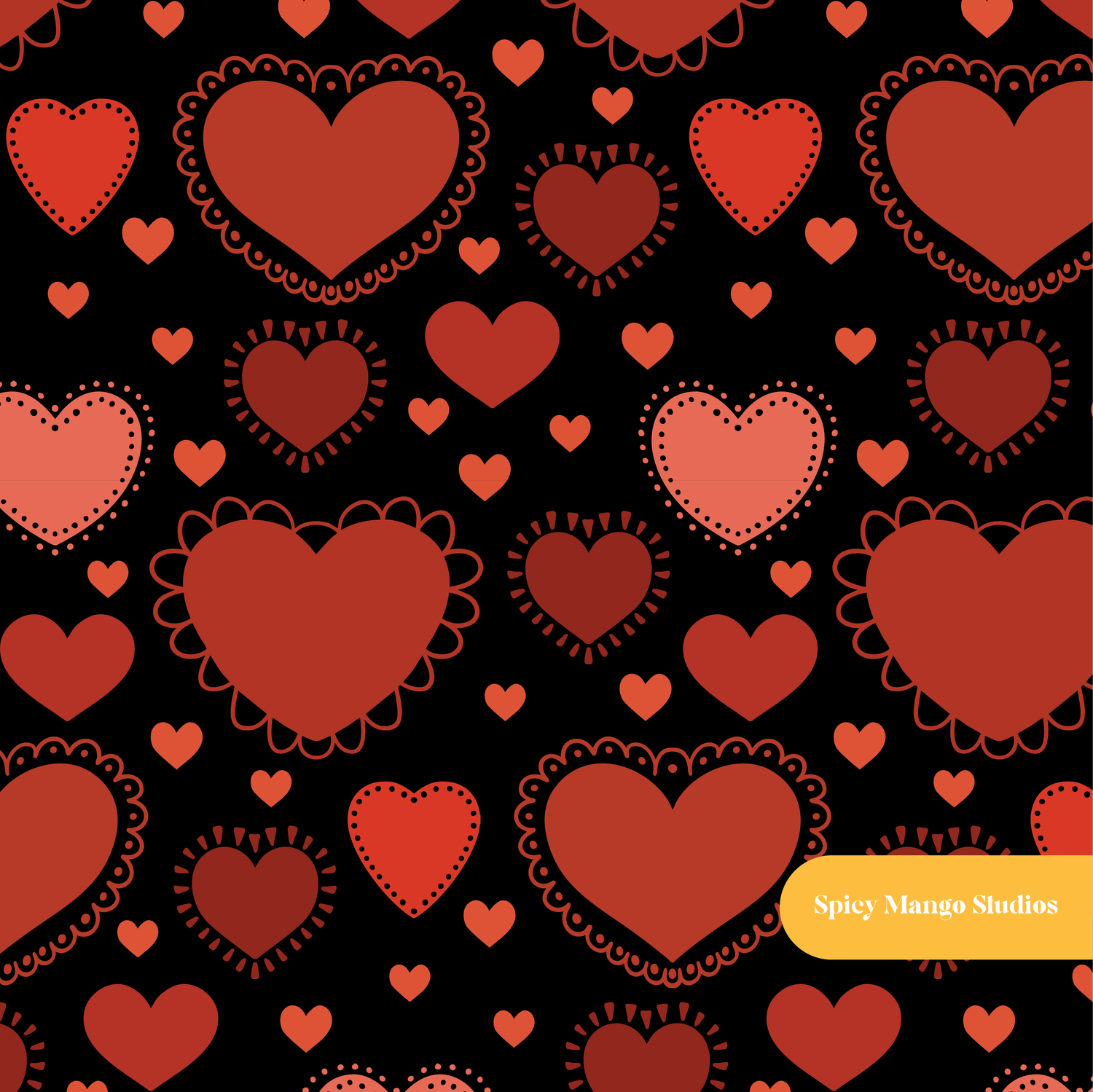 Black and Red Classic Valentine Seamless Pattern