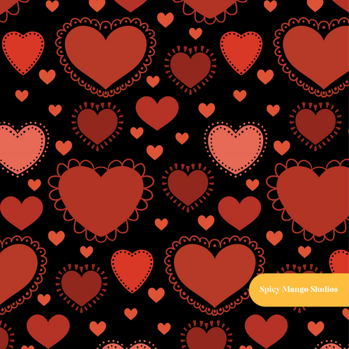 Black and Red Classic Valentine Seamless Pattern