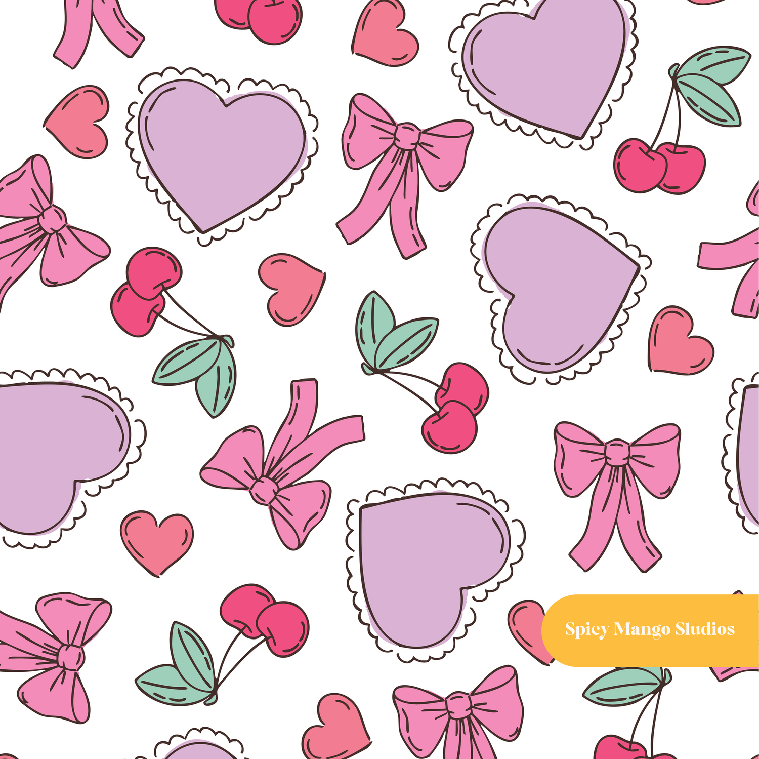 Purple and Pink Coquette Valentine Seamless Pattern