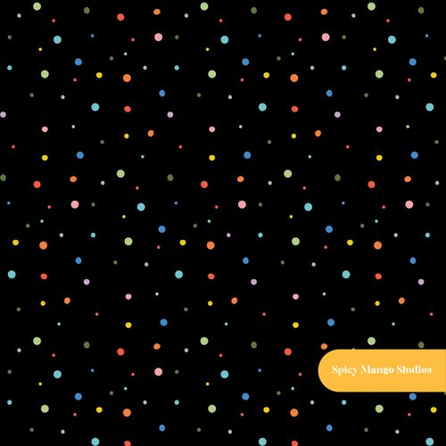 Black Confetti Polka Dot Seamless Pattern