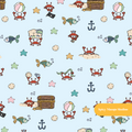 Light Blue Crabby Adventures Seamless Pattern
