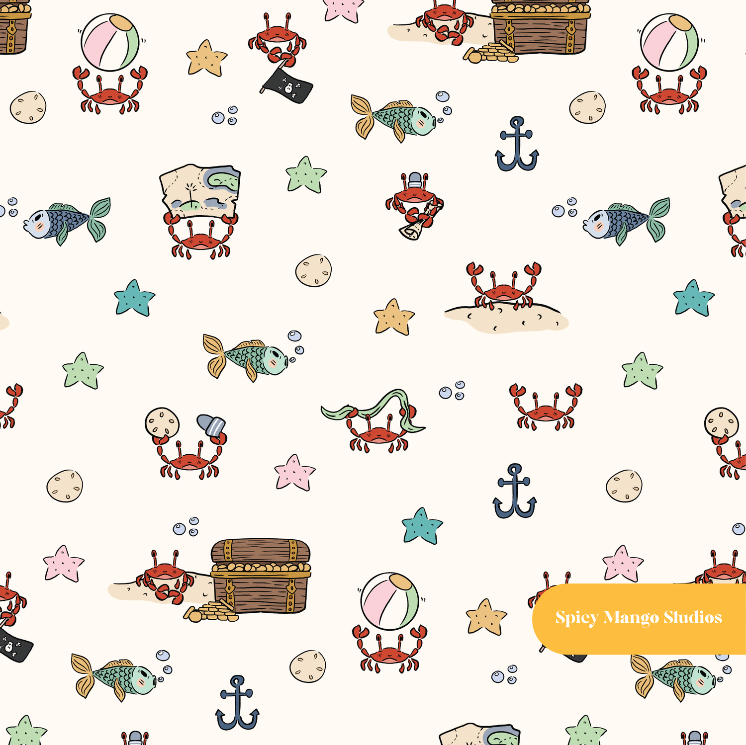 Off-White Crabby Adventures Seamless Pattern