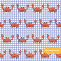 Blue Mini Gingham Crabby Seamless Pattern