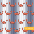 Navy Pinstripe Crabby Seamless Pattern
