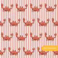 Red Pinstripe Crabby Seamless Pattern