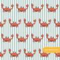 Sage Pinstripe Crabby Seamless Pattern