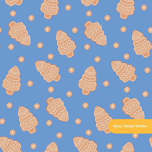 Blue Christmas Cookies Seamless Pattern